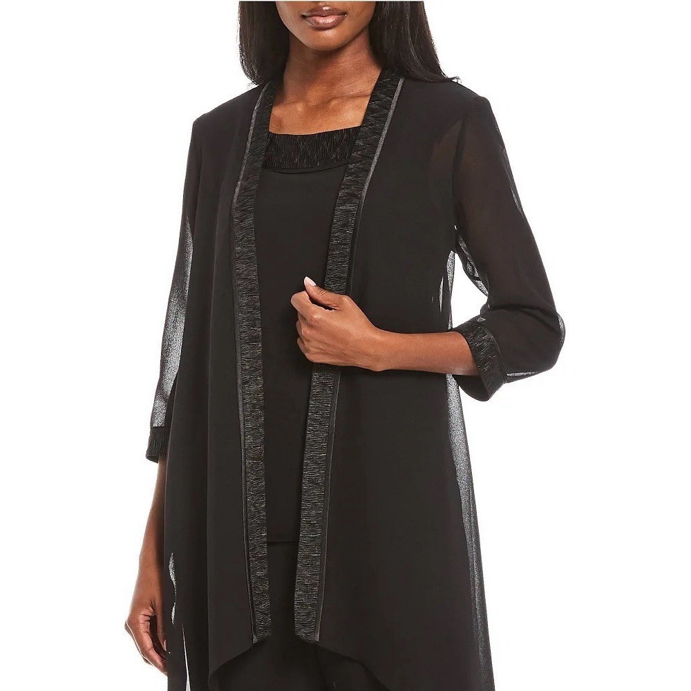 NWT Le Bos Women's 3PC Pleated Charmuse Pant Set - Color Black -‎ Size 18W